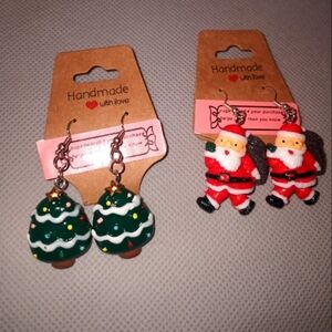 2pk Christmas holiday hook dangle earrings